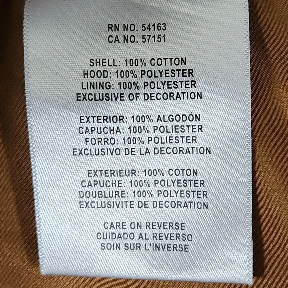 Levis‎ Hooded Jacket Mens XL Brown Cotton Canvas Full Zip Unlined Workwear NEW - Picture 5 of 10